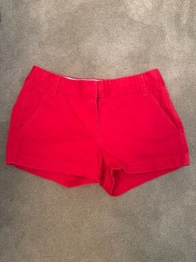 J. Crew Red Cotton Mid-Rise Bermuda Shorts
